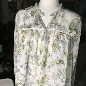 A.N.A. Brand Sheer Floral Pull-over Blouse LG